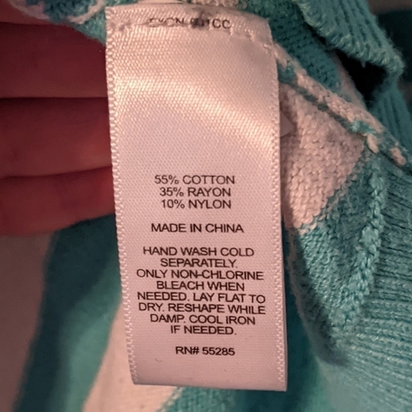 Express Long Sleeve Blue and White Striped Cotton Blend Sweater Top Size Small - Picture 5 of 5